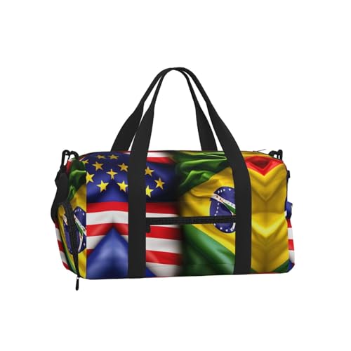 Bolsa de equipaje con banderas de EE. UU. y Brasil para viajes organizados