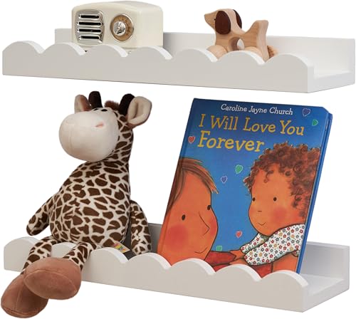 Gieanoo Bilderleiste Holz, 2er-Set Wolke Wandregal Kiefer Holz Schweberegal...