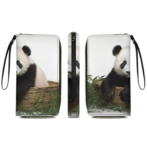 Panda Stars Wallets for Women Long Wristlet Leather Wallets with Zipper Holder Large Capacity Coin Pocket3