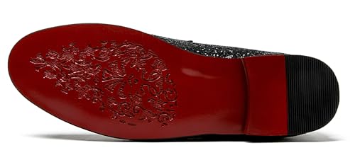 Image of Men Loafer Metallic Textured Slip-on Glitter Sequins Fashion Wedding Dress Shoes Golden