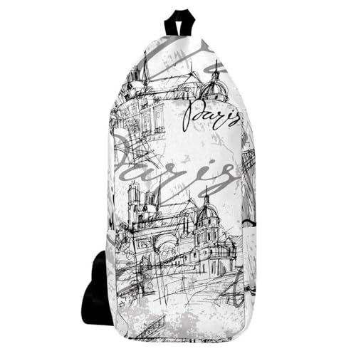 Sac à dos à bandoulière texturé Paris Tour Eiffel gris pour voyage et randonnée