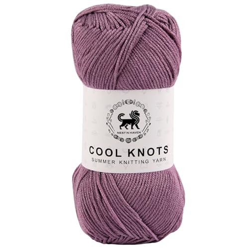 Image of NESTNHAVEN Cool Knots, Hand Knitting Yarn (1 Yarn Ball 100g) - Luxury Wool for Crochet, Amigurumi, Embroidery, Toys, Garments, Flowers and Hobby Projects (Dark Lilac)