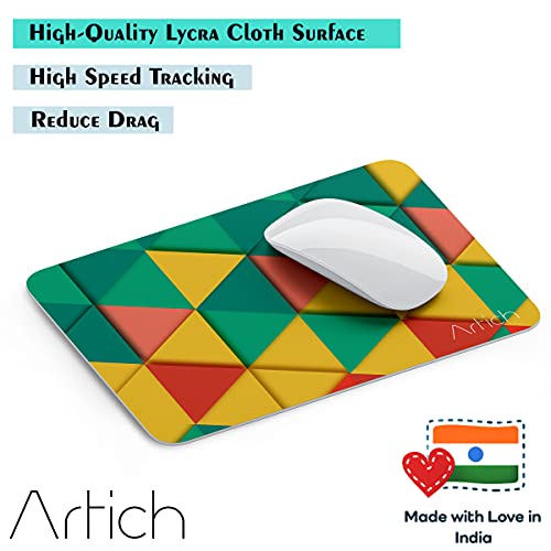 Image of Artich Designer Gaming Mouse Pad for Office Laptop /Computer with Super Soft Non-Slip Rubber Base and Lycra Cloth Surface for Silky Touch Rectangle (Tropical Triangle Marble Abstract)