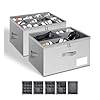 Wishjazz 2 pack shoe organizer for closet adjustable dividers for shoe storage boxes large shoe storage bins with clear cover foldable shoe holder for sandal organizer fits 24 pairs gray  urban country home decor