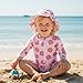 Newborn Baby Girl Swimsuit Long Sleeve 2pcs Duck/Shell Print Rash Guard Swimwear and Sun Hat (Pink Shell, 18-24 Months)