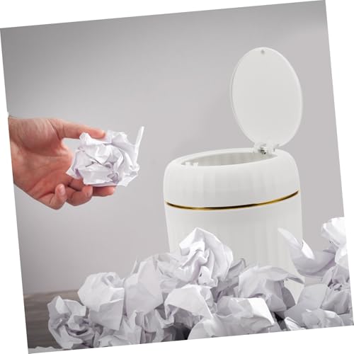 Mini caneca de basura rectangular blanca con tapa miniatura 4