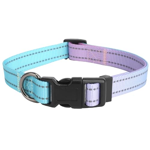 Collier réfléchissant pour chien nylon bleu M réglable et résistant - 2