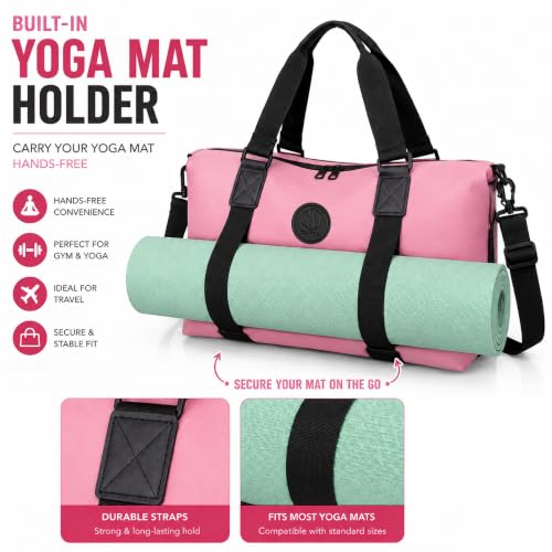 Image of Storite Travel Duffel Bag for Women & Men, Water-Resistant Nylon Weekender Bag with Adjustable Shoulder Strap, Lightweight Overnight Luggage Bag for Travel, Sports & Daily Use (Pastel Pink)