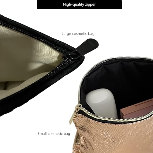 2 Pcs Makeup Bag for Women Large Capacity PU Cosmetic Bag Set Travel Toiletry Bag Silver Glitter Cute Makeup Pouch for Purse Portable Organizer Travel Accessories4