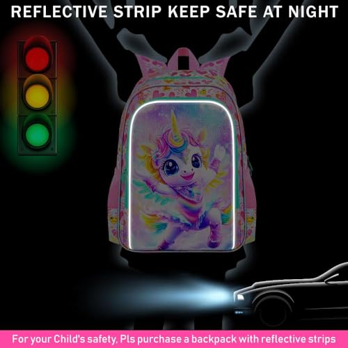 Image of 3Pcs Unicorn Backpack for Girls, 16 inch School Bookbag Set with Lunch Box,Kids Backpacks for Elementary Preschool Kindergarten (Pink)