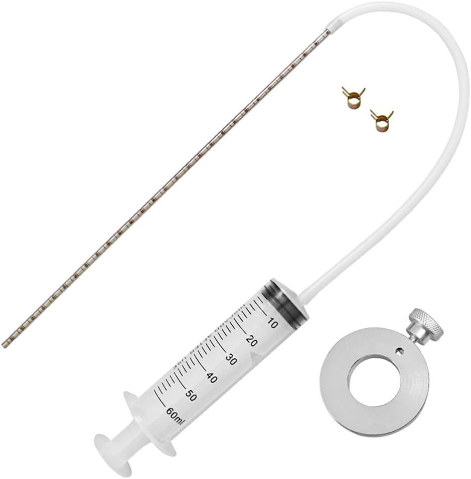Motorcycle Fork Oil Level Tool Kit, Suspension Oil Level Gauge with Adjustable Ring, 60ml Syringe Motorbike Fork Service Adjuster Tool Kit, Universal for Motorcycle Street Bike