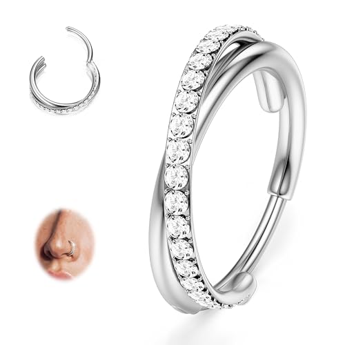 BodyBonita CZ �m�[�Y�����O �t�[�v - 316L �T�[�W�J���X�`�[�� �{�f�B�s�A�X �t�[�v�N���b�J�[ 20/18/16G �C�������O �W���G���[ � �w���b�N�X ���b�N �g���K�X �R���N �f�C�X�����O 6/7/8/9/10/11/12mm 