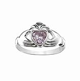 Claddagh Sterling Silver Light Lavender Crystal Ring, Size 6