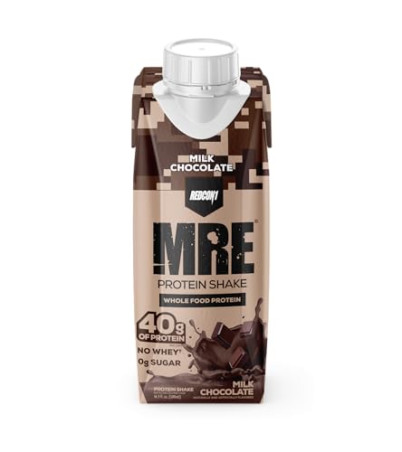 Image of REDCON1 MRE Ready to Drink Protein Shake, Milk Chocolate - Lactose + Whey Free RTD 40gr Protein Made with Real Whole Food Protein Blends - Keto-Friendly and Easy to Digest Nutritional Shake (12 Pack)