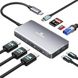 THANDBLE USB C Docking Station Dual Monitor, 9 in 1 Laptop Docking Station Triple Monitor, 4K@60Hz USB C Hub...
