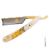 DOVO Straight Razor Shave Ready Buffalo Horn, 6/8' Gold plated