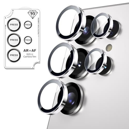 Xfilm for Samsung Galaxy S25 Ultra Camera Lens Protector Alloy Individual Lens Protectors with Alignment Fram Scratch Resistant HD Clear Camera Screen Protective Cover Case Friendly (Silver)