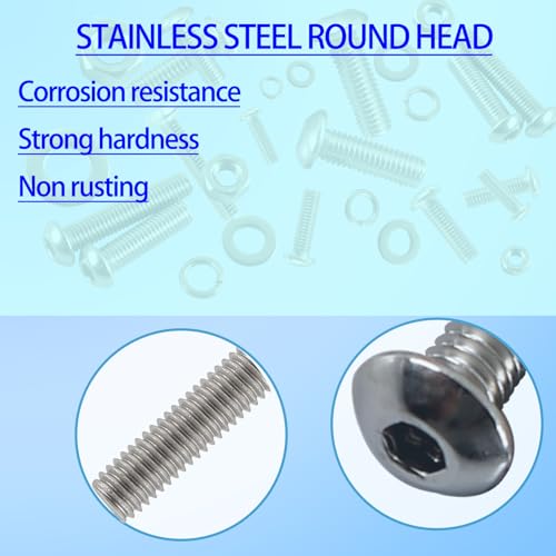 HVDHYY 1180pcs Nuts and Bolts Set M2 M3 M4 M5 Machine Screws & Nuts Assortment 304 Stainless Steel Bolt kit Hex Socket Button with a Reusable Storage Box - Image 3