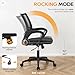 BestOffice | Ergonomic Office Chair | Mid-Back Swivel Desk Chair | Breathable Backrest & Lumbar Support | Adjustable Height | Sponge Seat | Rolling Wheels | Dark Black | for Adults & Women