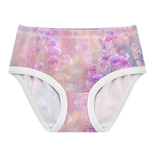 Bright Toddler Underwear Floral 2t Cotton Panties for Girl Digital Art Wildflowers Pastel Colors Briefs Girls Undies