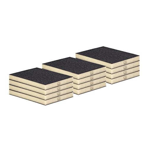 Schleifschwamm Schleifmatte I Körnung K120 12er Set MITTEL I DIY, Handschleifer für verschiedene Materialien geeignet I weiches anpassungsfähiges Schleifmittel, Schleifklotz, Schleifblock Cover