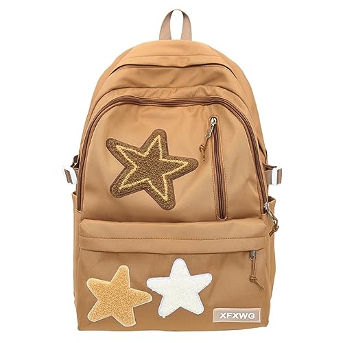 MININAI Mochila Y2k com pingente kawaii, estrela estética, linda bolsa para laptop, material de volta à faculdade, Caramel, One Size, Moderno
