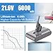 6000mAh Replacement for Dyson V8 Battery SV10 Compatible with Dyson V8 Animal V8 Absolute V8 Fluffy V8 Motorhead Handheld Cordless Vacuum Cleaner 21.6V Li-ion 215681 967834 05 Battery