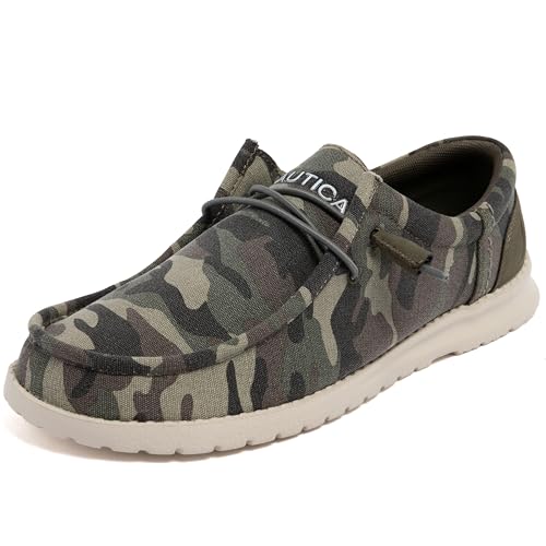 Image of Nautica Men's Comfort Loafers, Slip-On Boat Shoe, Lightweight Casual Stretch Sneaker-Rushford