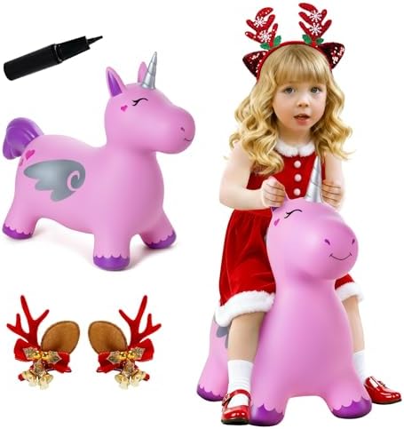 ZOOJOY Unicorn Bouncy Hopper, Inflatable Bouncy Horse Hopping Toy...