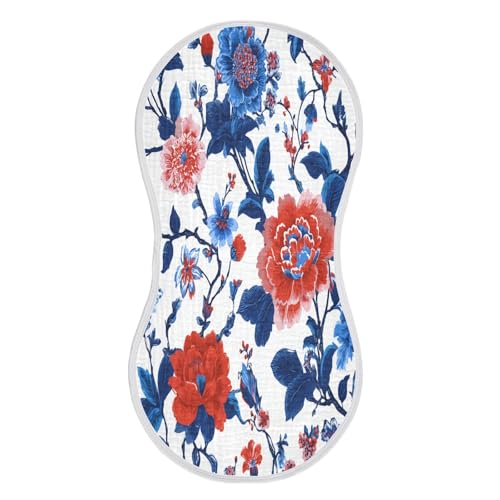 Kigai Red Blue Flowers Baby Burp Cloths Extra Soft and Absorbent Burping Rags Cotton Burping Clothes Baby Washcloths for Newborn Boys Girls - 2 Pack2