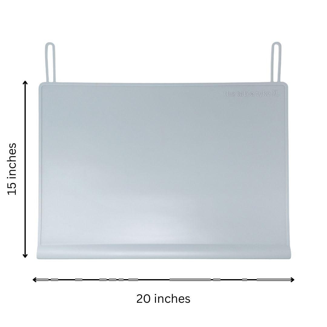 The Table Tyke Table Tyke Set de table XL en silicone pour bébé avec bord de dentition – Tapis de table imperméable pour les tout-petits, sans BPA, passe au lave-vaisselle (vert sauge)