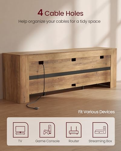 Image of VASAGLE TV Stand, Farmhouse Entertainment Center with Storage Cabinets | Media Console Table for Living Room, Bedroom, for 80 Inch TV, Honey Brown ULTV624K101S