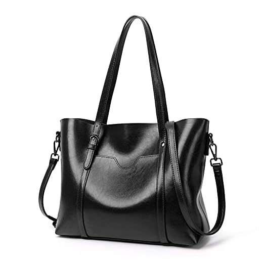 URQUEEN Bolsa Tote Bag Bolsa tiracolo feminina de ombro com alça superior, bolsa Hobo, couro PU Grande (preto)