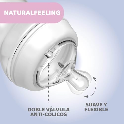 Chicco Natural Feeling Anti-Colic Baby Bottle 6+ Months 330 ml, Baby Bottle with Soft and Flexible Silicone Teat - Image 3