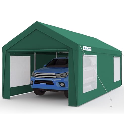 Quictent 12x20 FT Heavy Duty Upgraded Carport, Reinforced Galvanized Outdoor Garage Canopy Tent with Roll-up Ventilated Windows & Sidewalls, Weatherpr