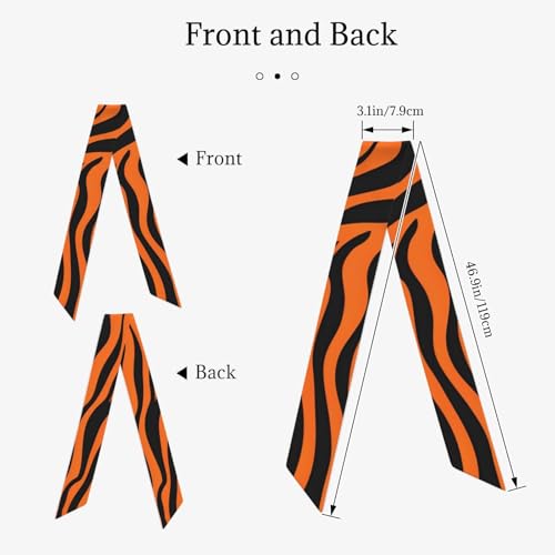 Tiger Stripes Orange Pattern Pattern Women's Fashion Scarf - Head Hair Accessories Versatile Scarf for Women Valentine's Day and Mother's Day, Black, One Size2
