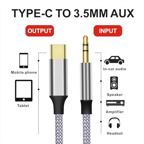 Cable USB C a Jack 3.5mm Audio Auxiliar 6.5FT miniatura 5