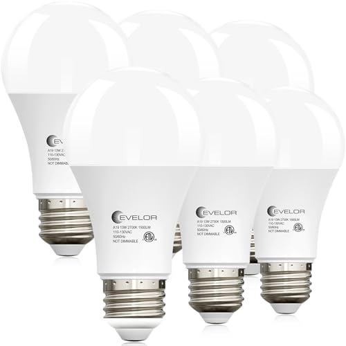 evelor A19 LED Light Bulbs,100 Watt Equivalent 2700K Soft White Efficient 13W,1500 Lumens E26 Base...