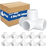 4 conectores de PVC de 3/4 pulgadas para tuberías de 3/4 pulgadas, color blanco (paquete de 10)