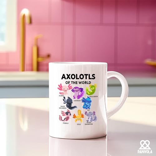 Taza de cerámica blanca 11 oz con diseño de axolotl miniatura 5