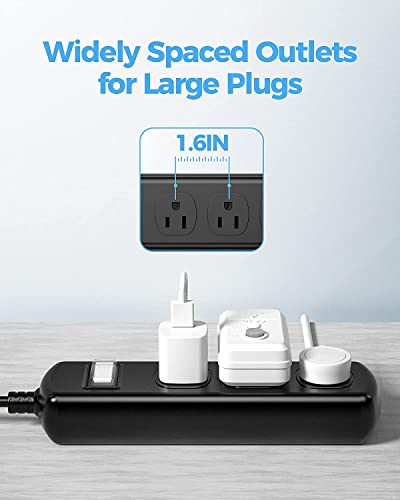 Outdoor Power Strip, 9 Ft Extension Cord, Weatherproof Power Extender With 3 Wide Waterproof Outlets, Electric Shockproof And Overload Protection For Bathroom Kitchen Patio Christmas Lights, Black #TOP6