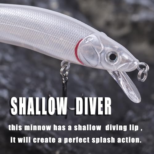 Namolit Iscas de pesca duras que afundam isca de balanço de minnow com olhos realistas 3D Detalhes d