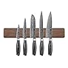 XINZUO-6-Piece-Kitchen-Knife-Set-with-Magnetic-Knife-Holder67-Layers-Damascus-Steel-Chef-Knife-Set-with-Pakkawood-Handle-and-16-Inch-Walnut-Wood-Knife-Magnetic-Strips XINZUO 6-Piece Kitchen Knife Set with Magnetic Knife Holder