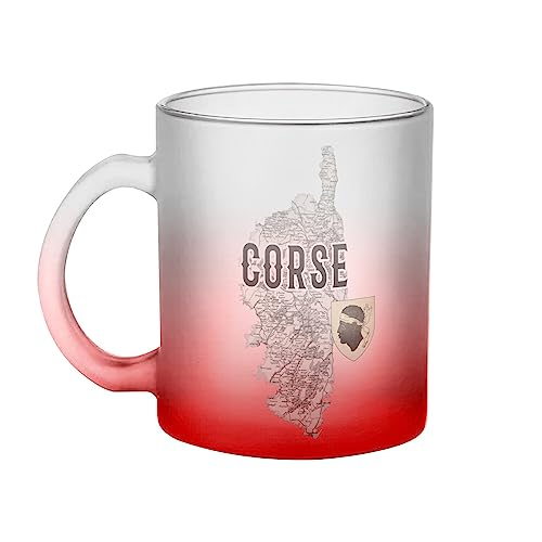 Fabulous Mug en Verre Rouge - Corse Département Ile France Bastia Carte Ancienne Rare