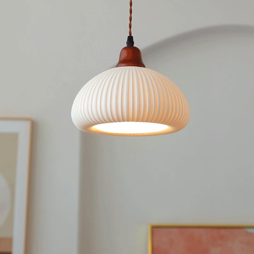 da a Sospensione a Testa Sina con Sorgente Luminosa E27, da a Sospensione in Ceramica e Legno ello con personalità Creativa, Dario in Stile Minimalista Giapponese, apparecchi di