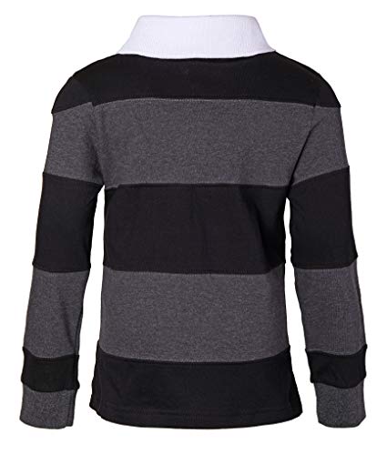 Sportoli Boys Cotton Wide Striped Long Sleeve Polo Rugby Shirt3