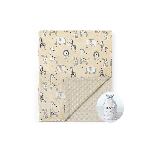 CREVENT Morbida e calda coperta in visone, confezione regalo con nastro per neonati, culla e passeggino, per tutte le stagioni (75 x 100 cm)