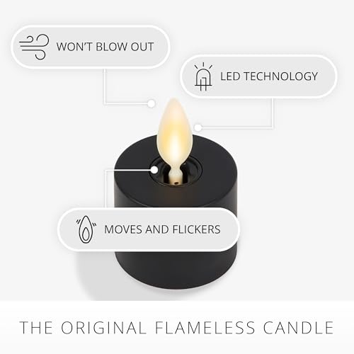 Image of Luminara Set of 2 Moving Flame Flameless Tealight (1.4 inch x 2 inch) Battery Operated Plastic LED Tea Light - Smooth Matte Finish- Black