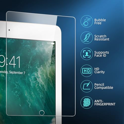 Image of NEW'C 2 Pack Designed for iPad Air 3 (10.5 Inch 2019 Model) and iPad Pro 10.5 2017, Screen Protector Film - 9H Hardness Glass - Installation Frame Included
