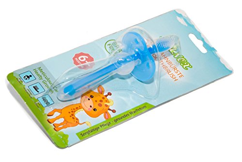 Erste Zahnbürste für Baby und Kleinkind aus Silikon mit Schutzring für eine gründliche Reinigung und Zahnfleischmassage (blau) Cover